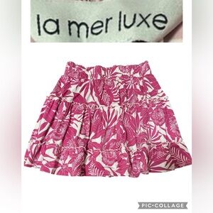Boutique Pink and White Tiered Bubble Mini Skirt Resort Wear